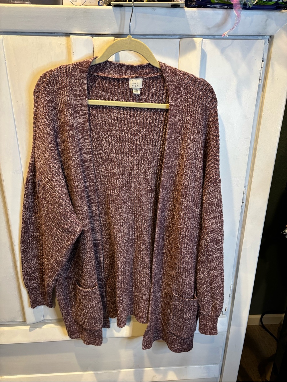 a new day Open-Front Cardigan Sweater — Mauve Heather